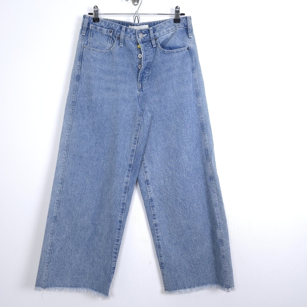Happy nature, denim, high rise, crop wide leg, jeans, size 28 light wash